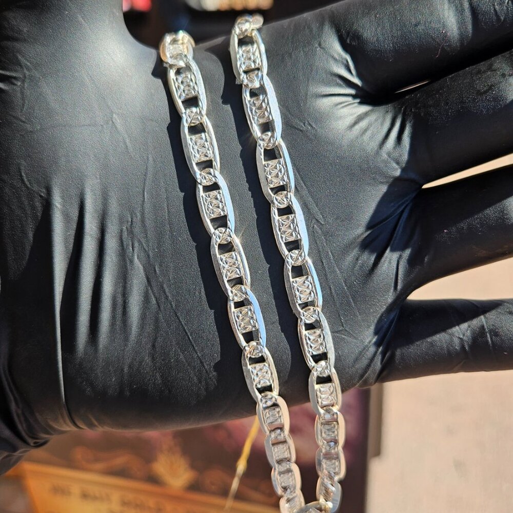 Mens 925 Silver Mariner Link Necklace